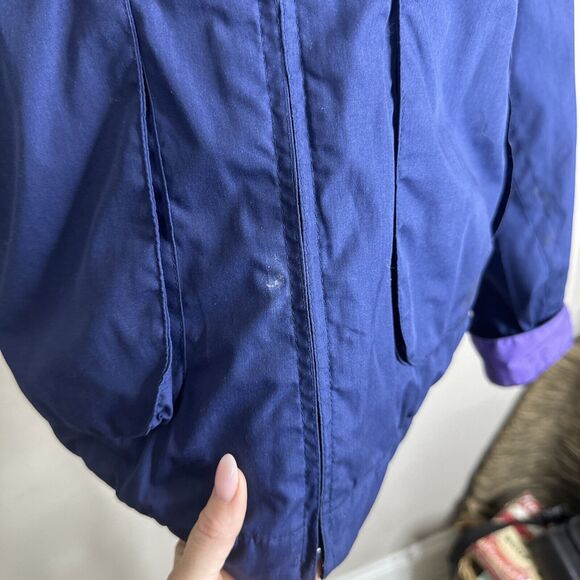 Pacific Trail Vintage 80s Windbreaker M Color Block Navy Purple READ - Picture 7 of 12